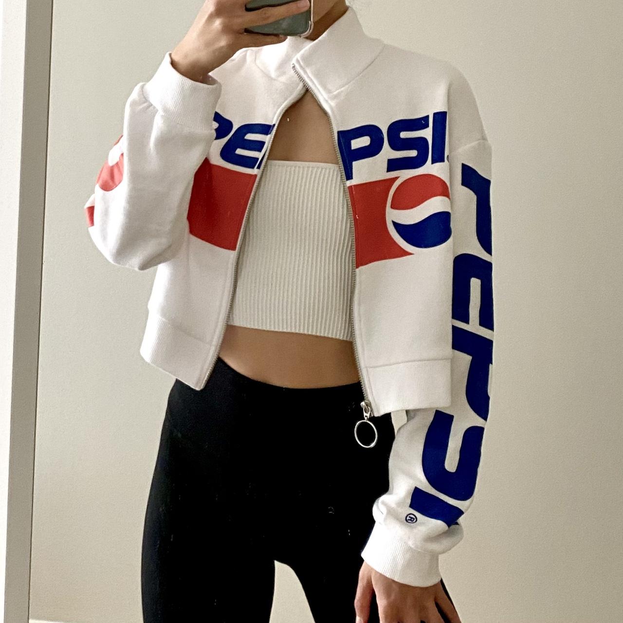 Pepsi inspired long sleeve zip up sweater Hoop