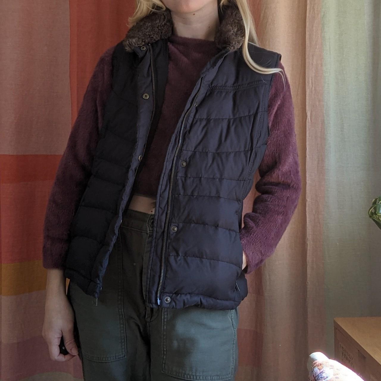 Black Eddie Bauer quilted goosedown vest size... Depop