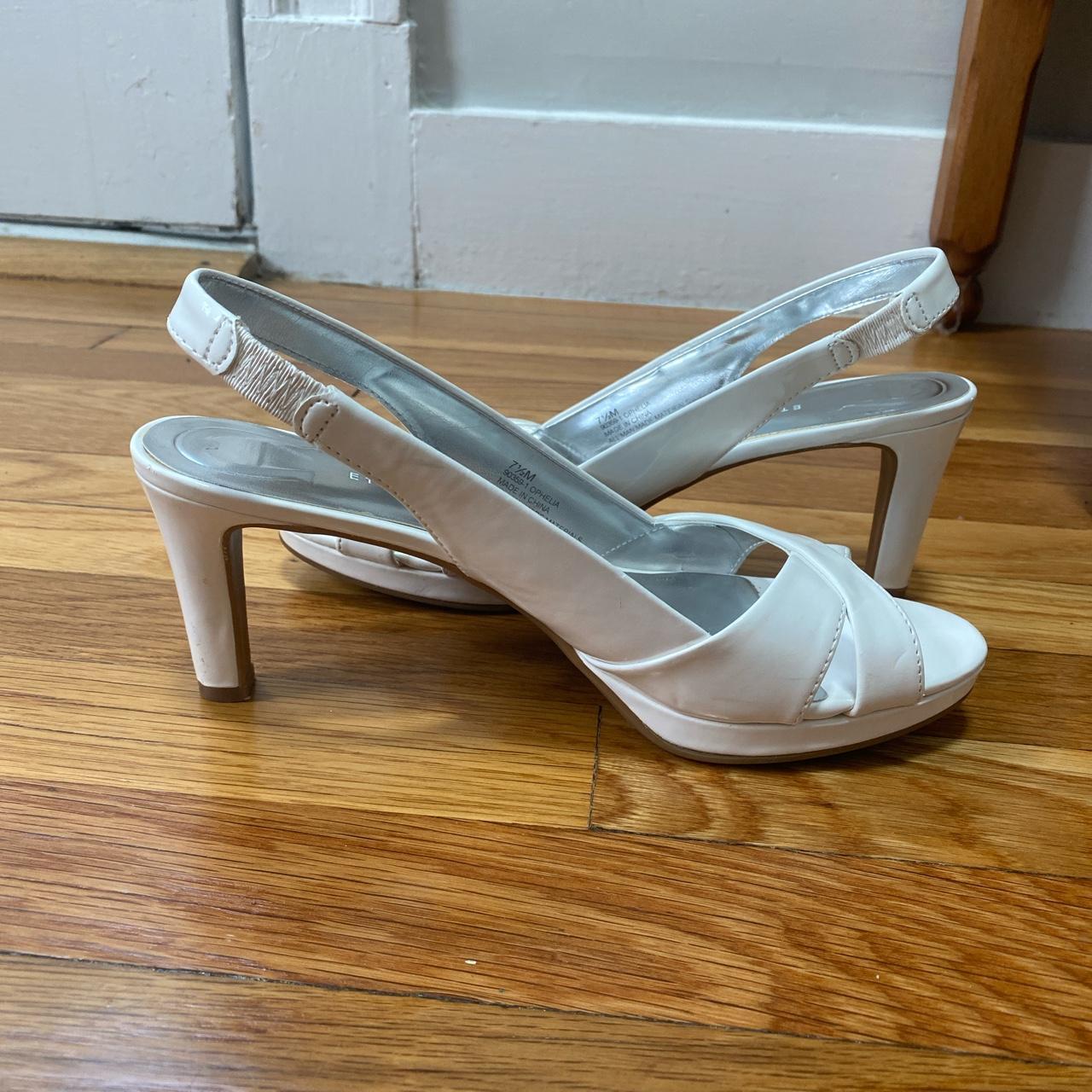 White heels Womens size 7.5 Stretchy elastic strap Depop