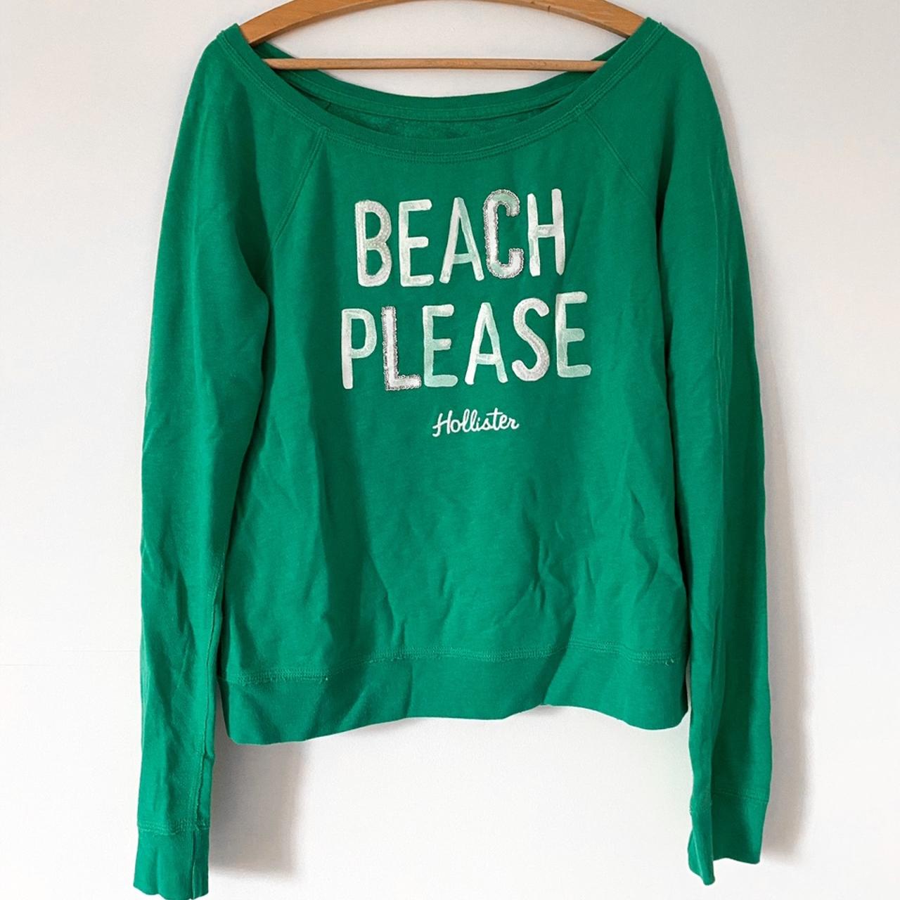 Hollister green 'beach please' jumper 💚 Size M, will... - Depop