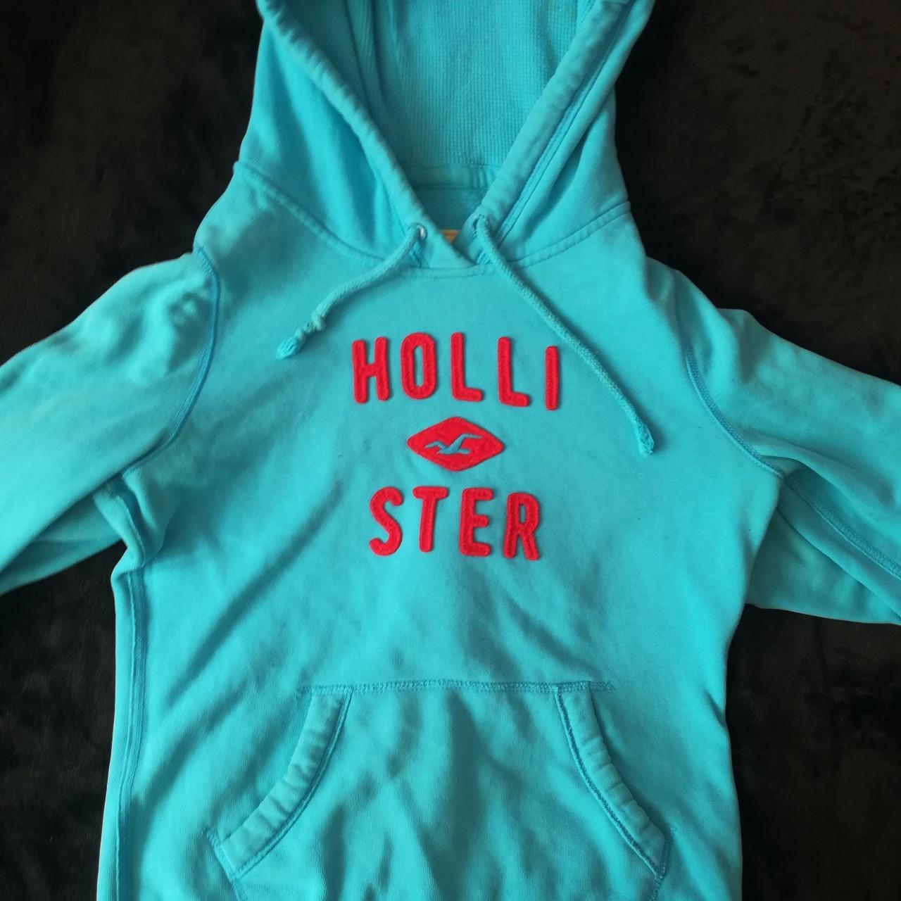 Blue Hollister hoodie, size UK small, worn but in... - Depop