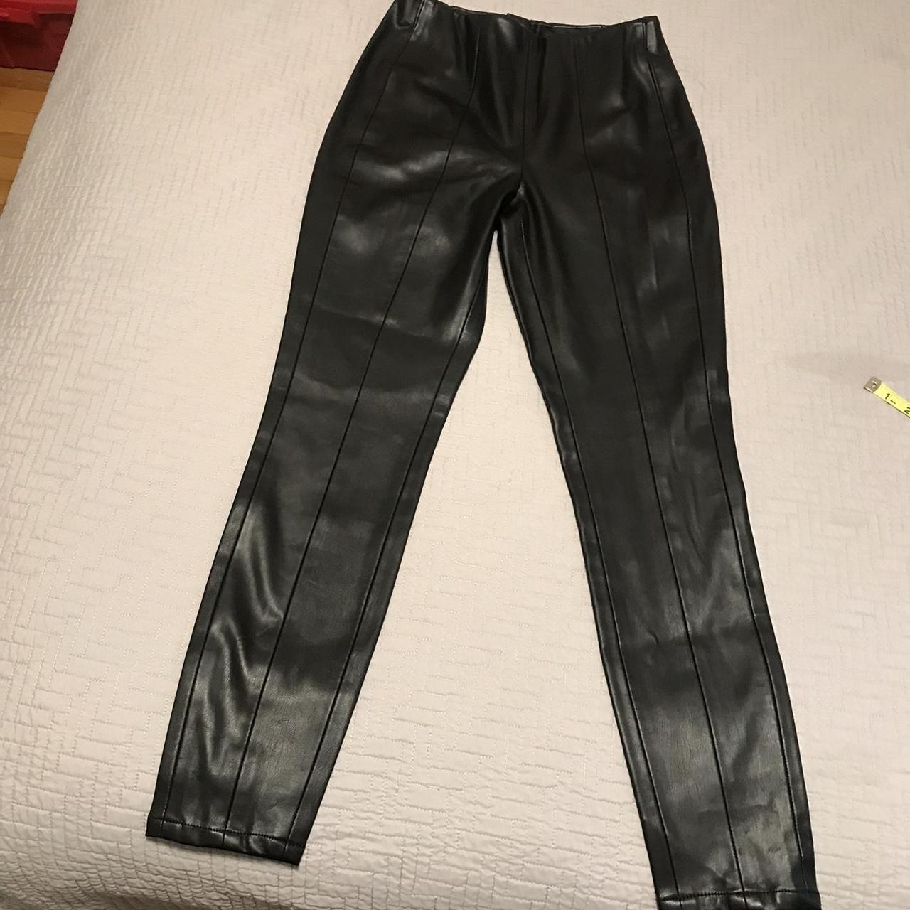 Blank NYC faux leather leggings back zip and button... - Depop