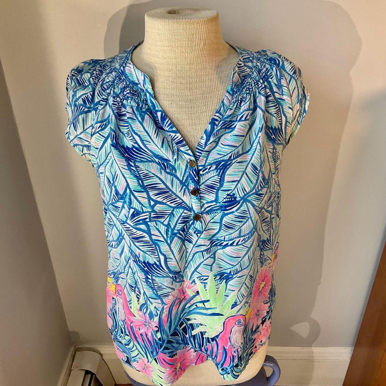 Lilly Pulitzer Women's Blue and Pink Blouse