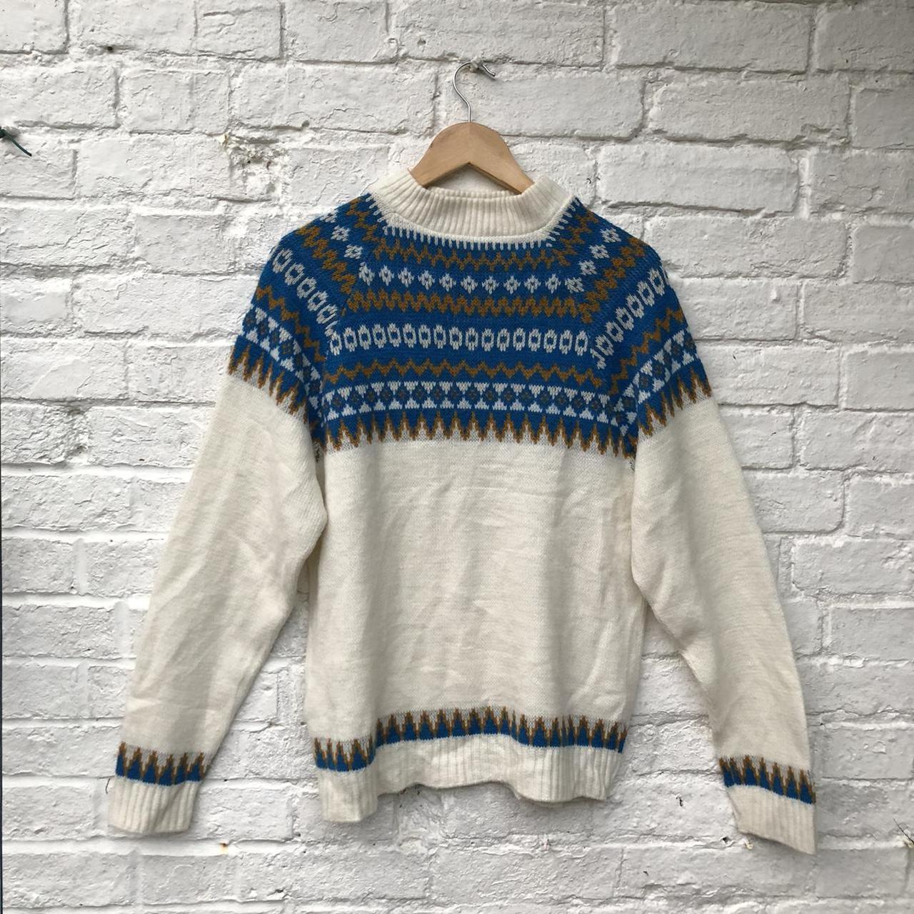 1970/80s Cream FairIsle knitted jumper, would fit a... - Depop