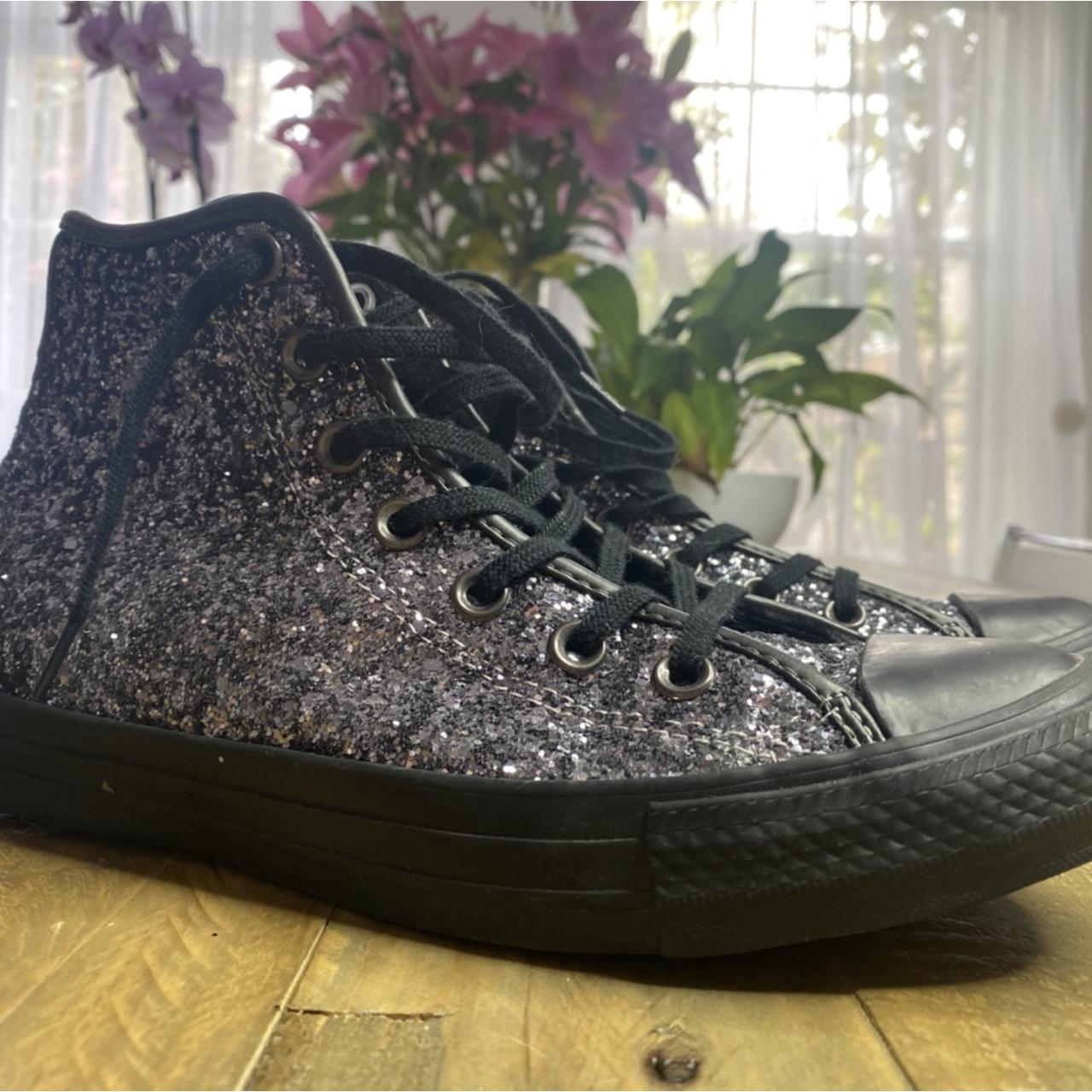 BLACK GLITTER CONVERSE Never Size UK EUR 39 Depop
