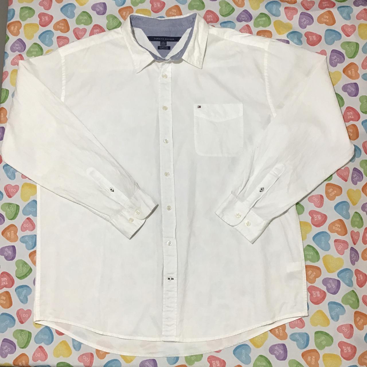 Tommy Hilfiger Men’s White Button Down Long Sleeve... - Depop