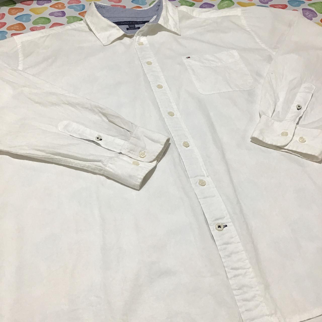 Tommy Hilfiger Men’s White Button Down Long Sleeve... - Depop