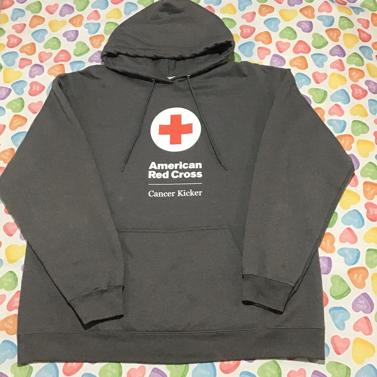 Red Cross Men’s Grey Hoodie Long Sleeve Pullover... Depop