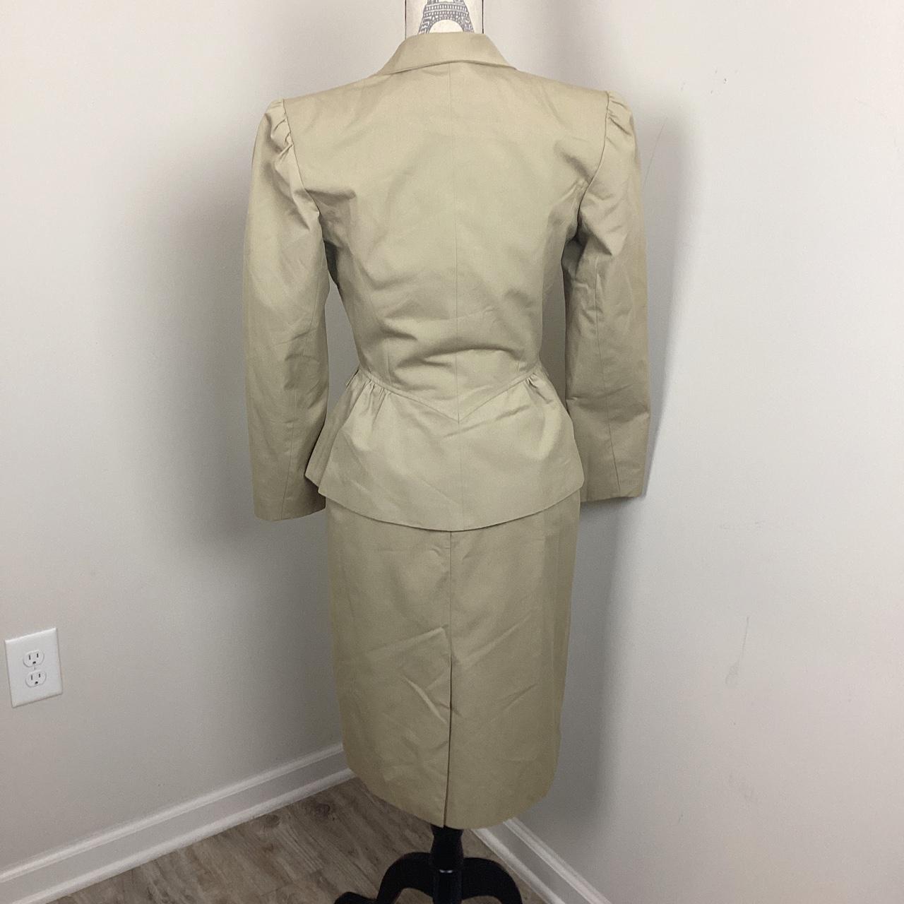 Women’s 2PC SET Khaki Puff Sleeve Blazer & Aline... Depop