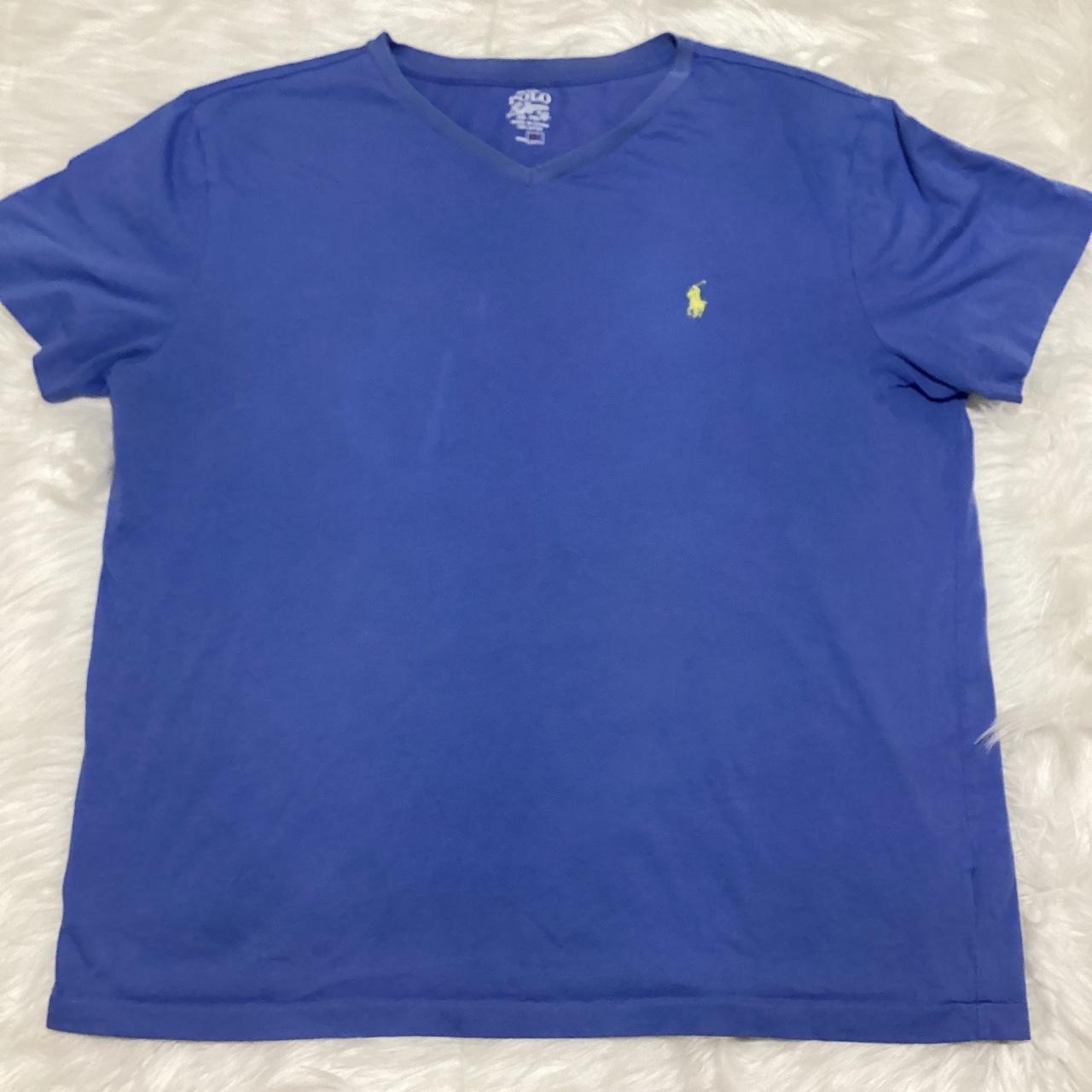 Ralph Lauren Men’s Blue Short Sleeve V-Neck Shirt... - Depop