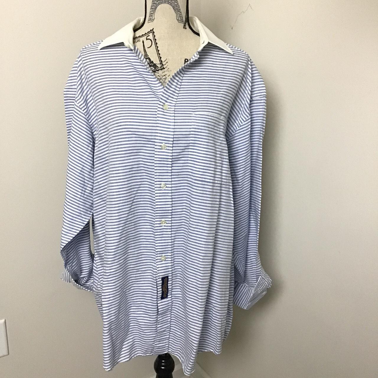 Tommy Hilfiger Blue & White Stripes Button Down... - Depop