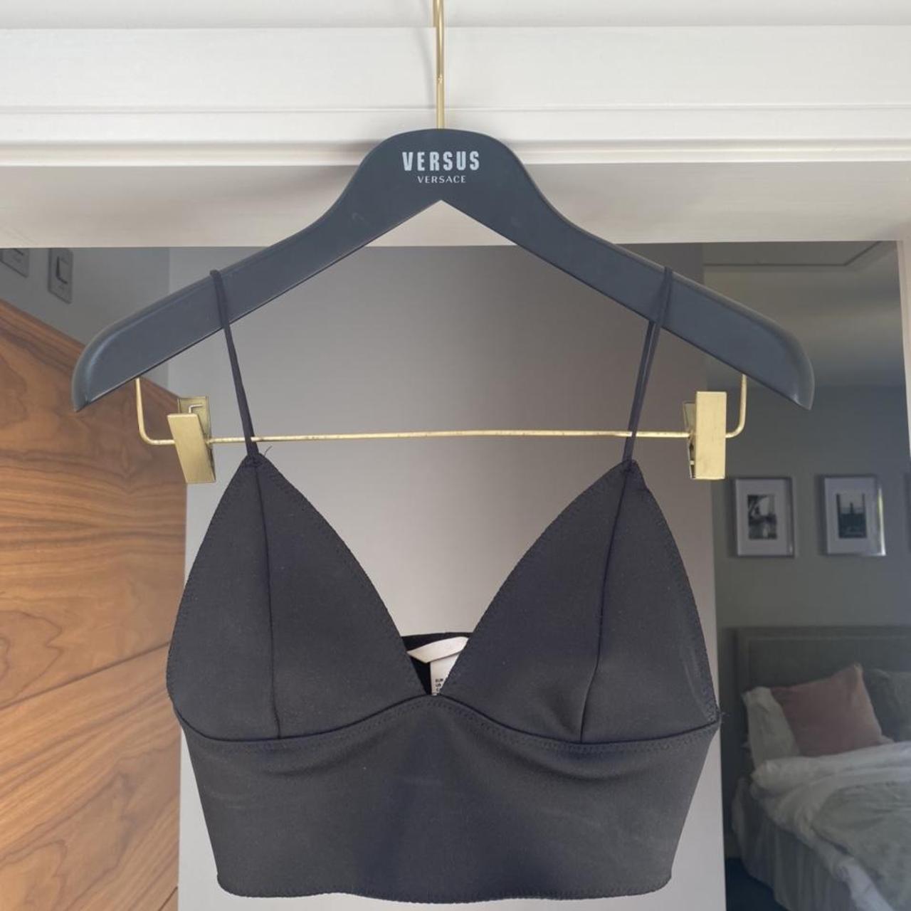 H&M black scuba bra crop corset top bralette size 8.... Depop