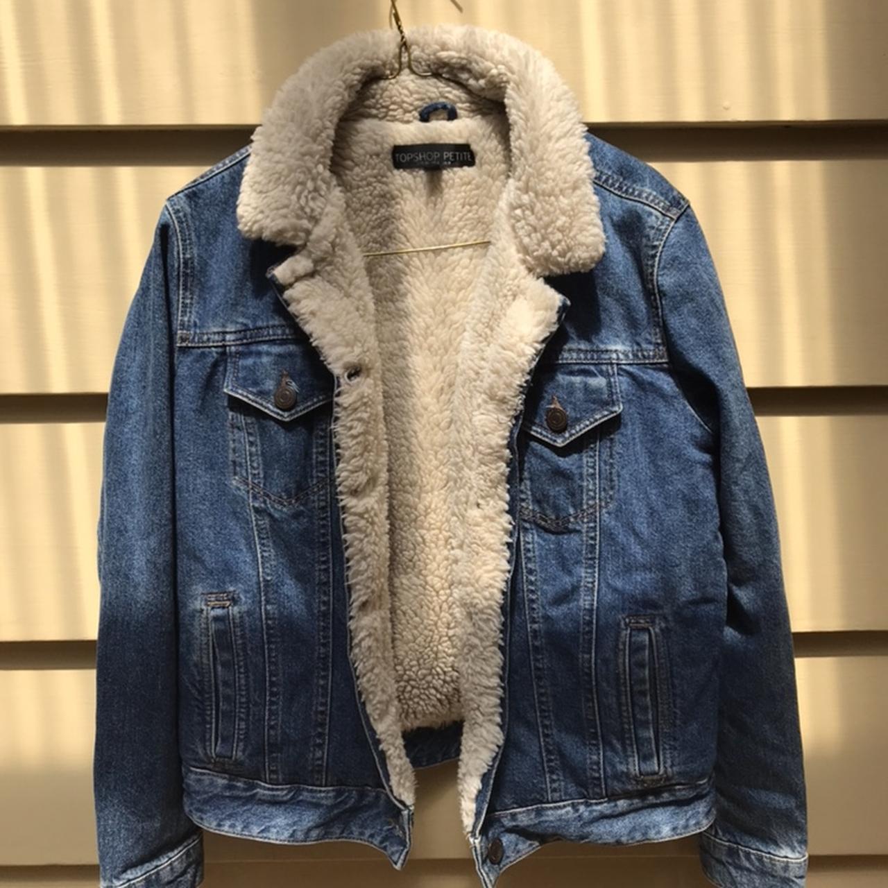 Topshop shearling hot sale denim jacket