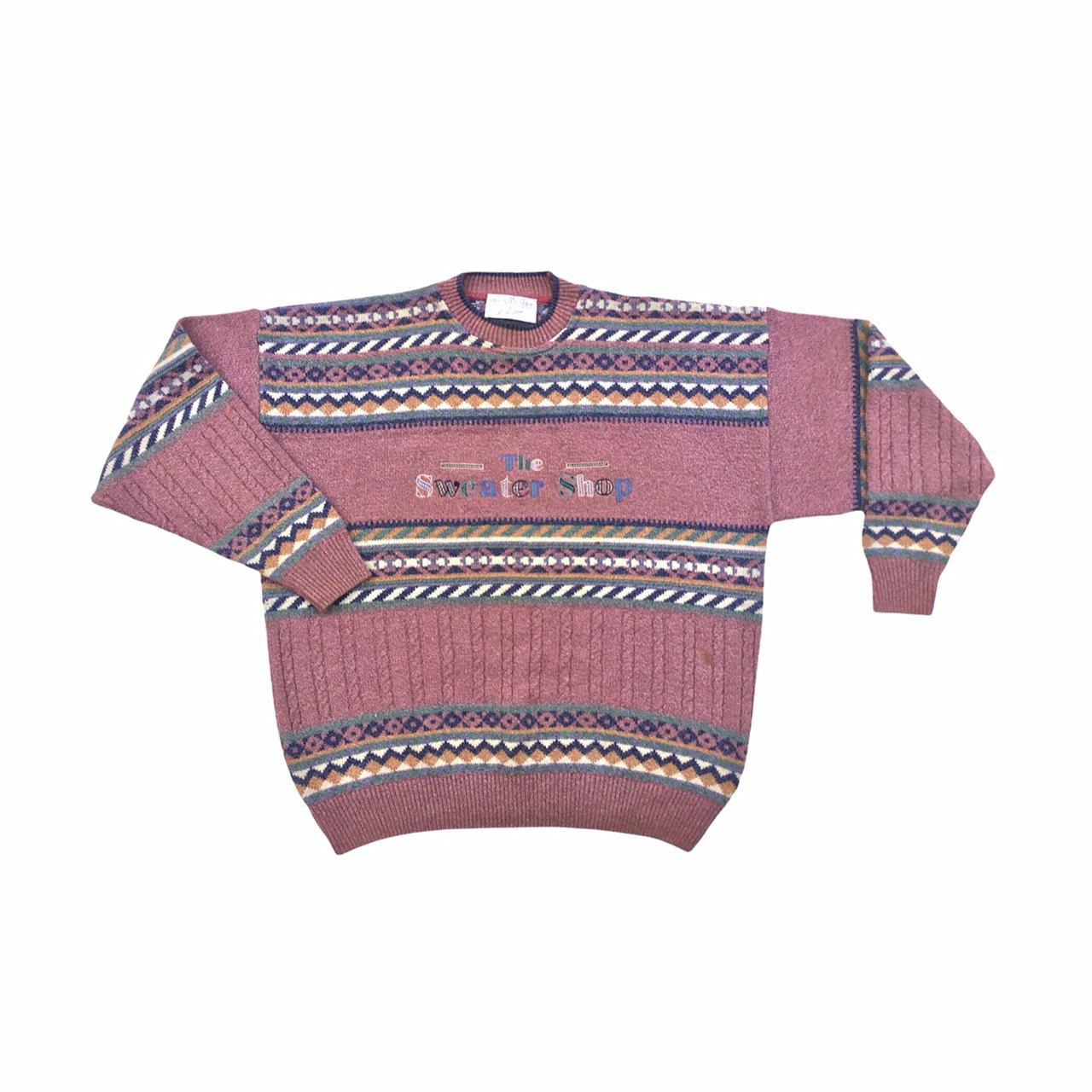 90s Vintage wavy Sweater Shop spell out hippy