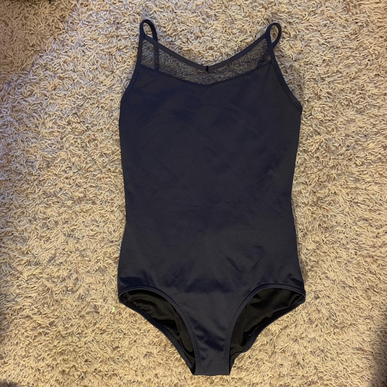 Capezio M Dark Gray Leotard Modern lace V-back and... - Depop