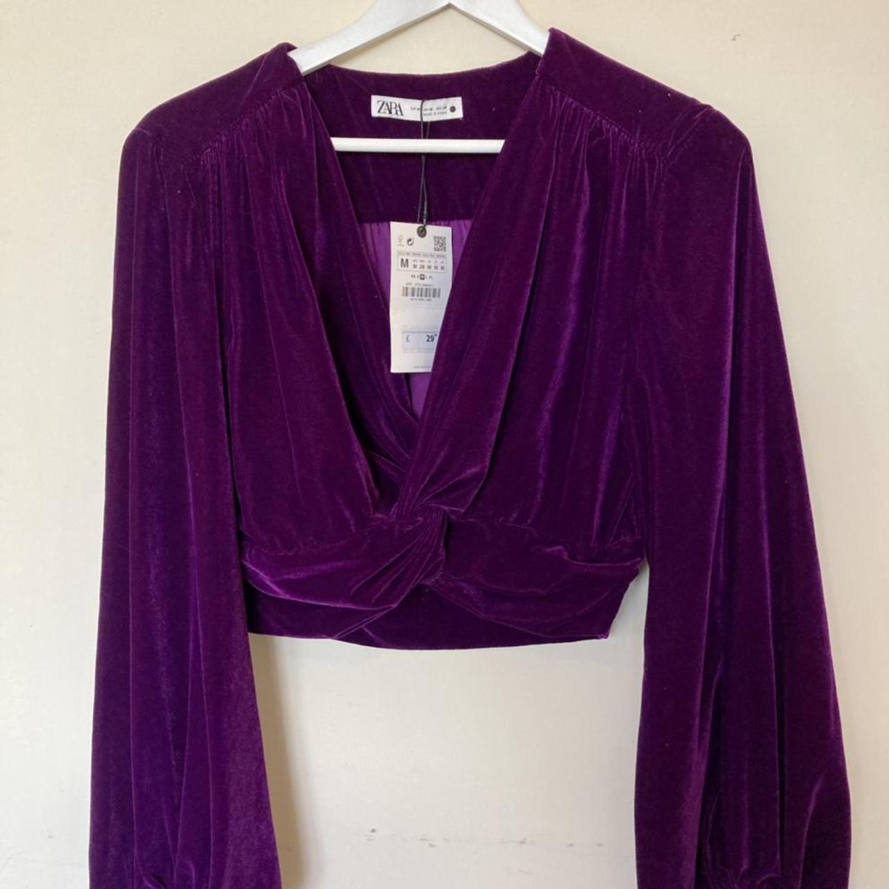 zara purple velvet top