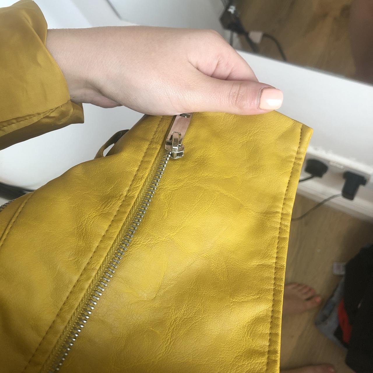 mustard-yellow-faux-leather-jacket-from-zara-in-size-depop