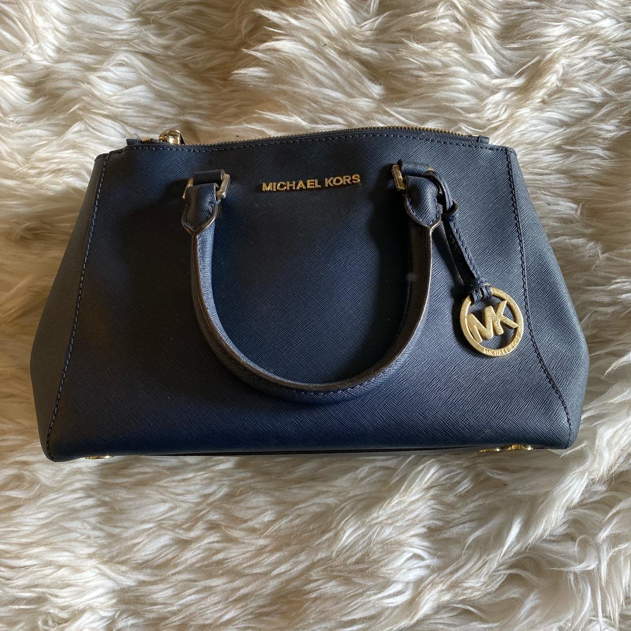MICHAEL KORS KIP Pebble Leather White Navy Blue HOBO Bag Purse Handbag  Floral | eBay