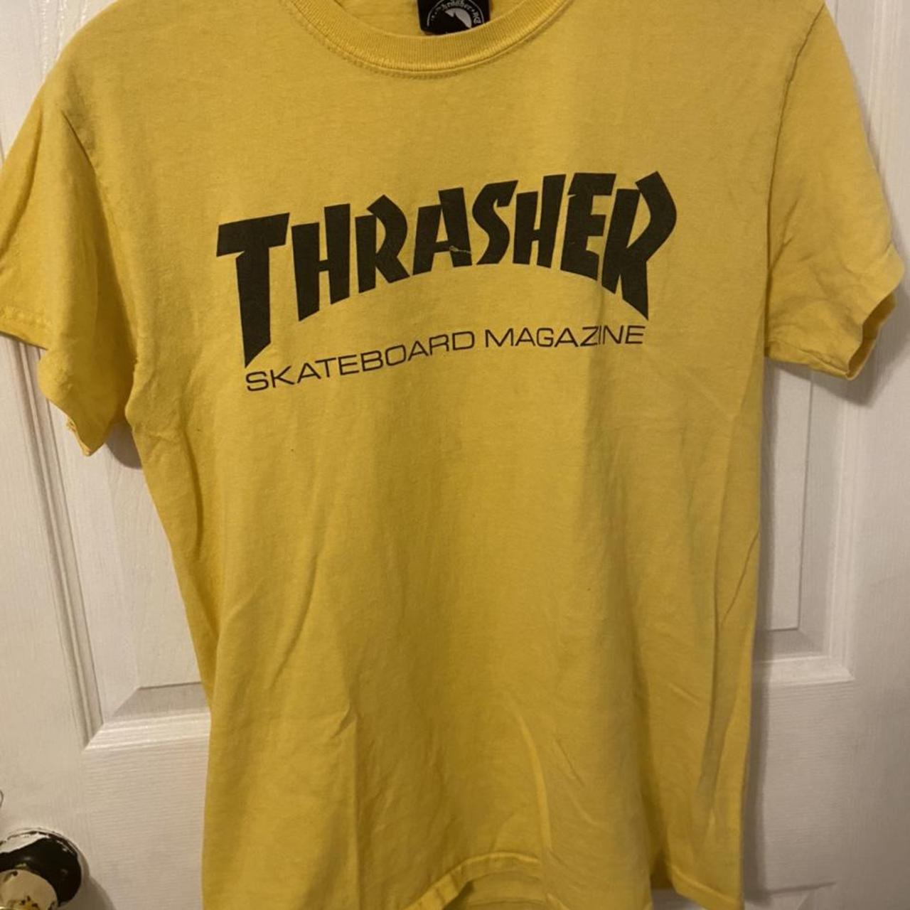 Thrasher Men's Black and Yellow Shirt | Depop