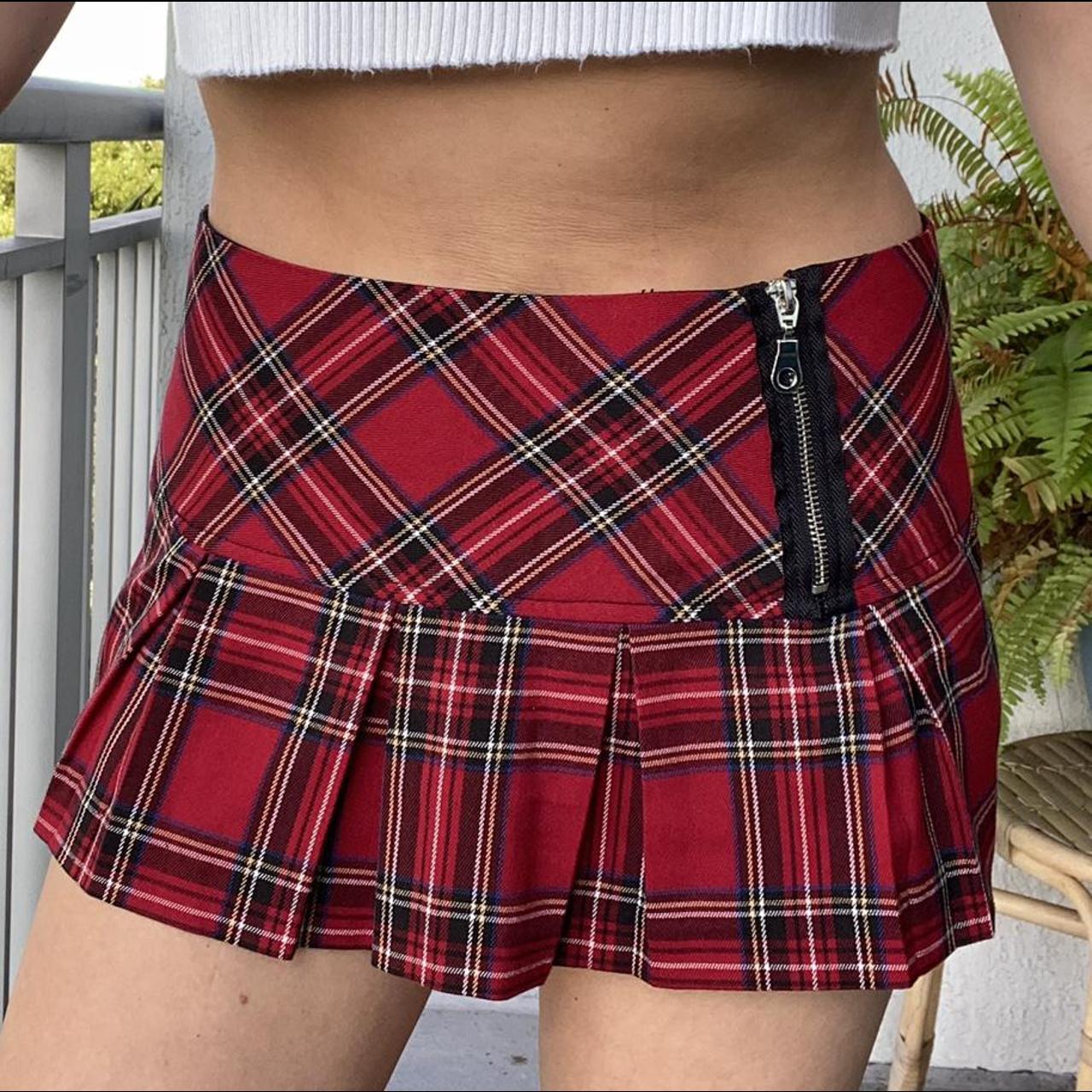 Wet Seal Red Plaid Grunge Micro Mini School Skirt... - Depop