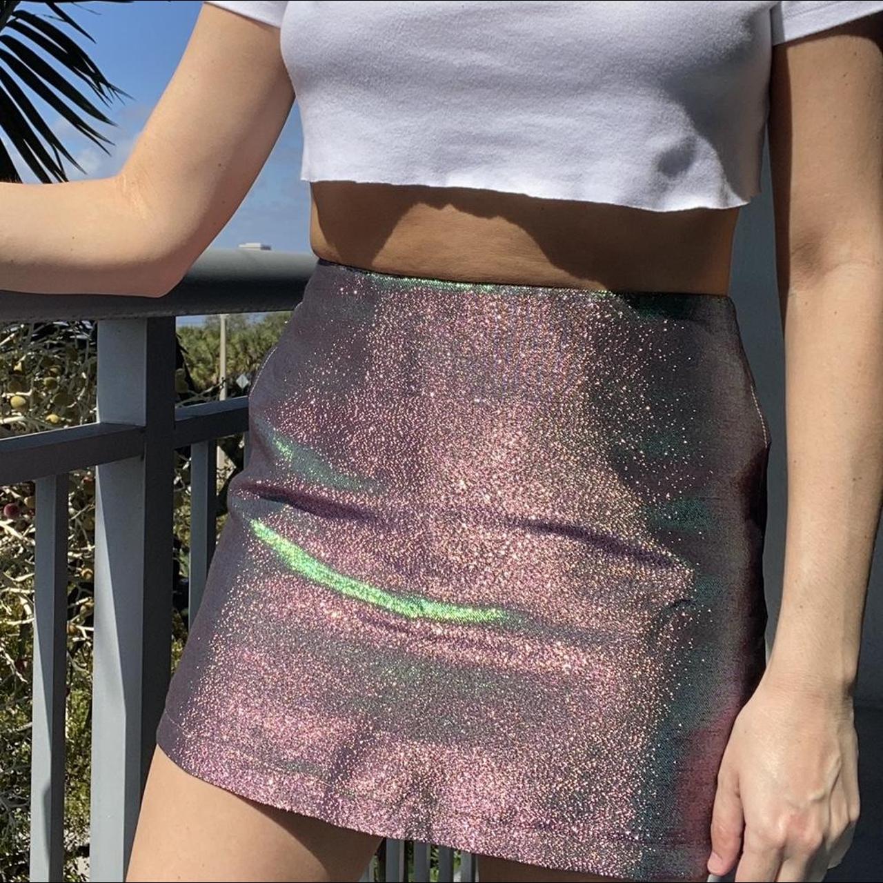 shimmer mini skirt