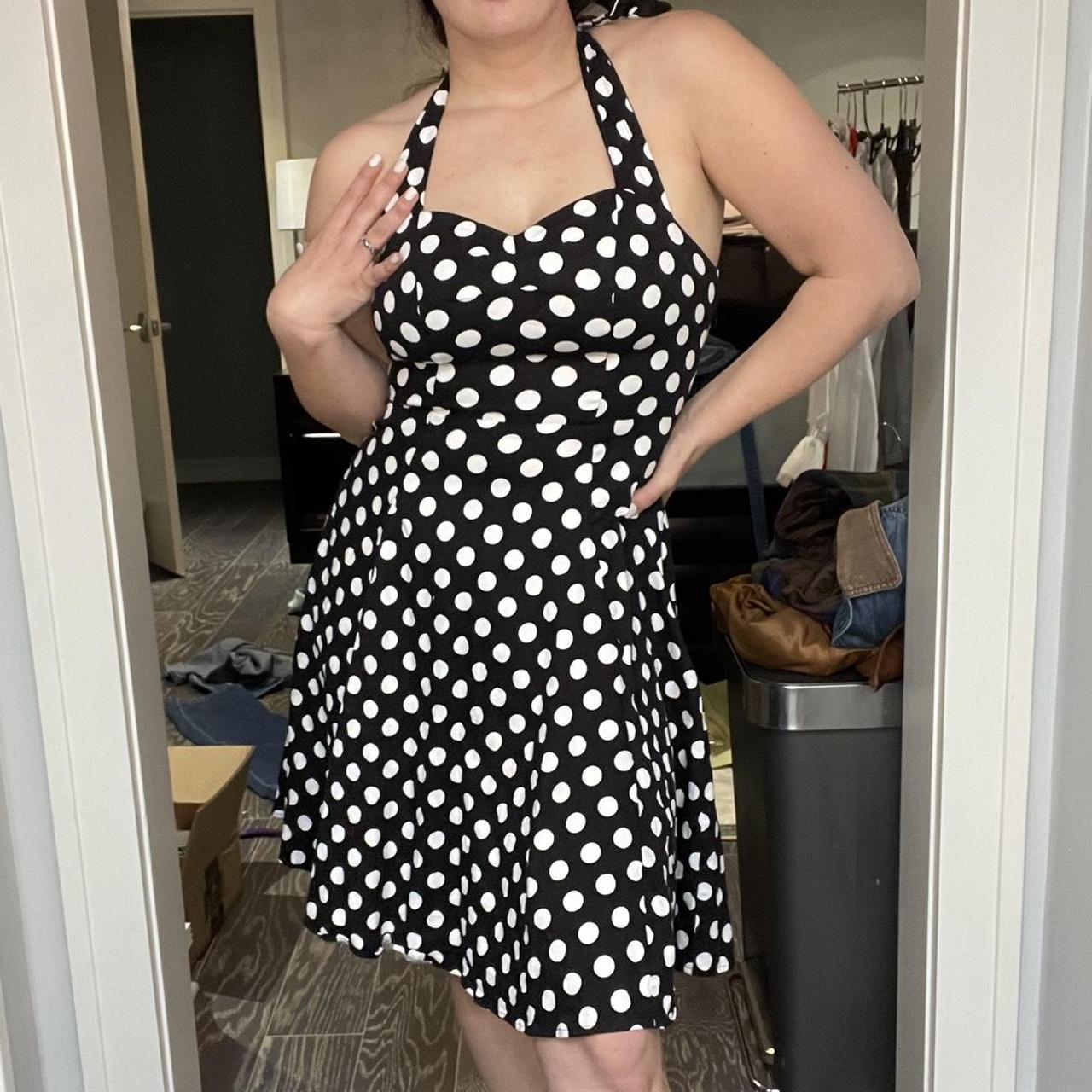 Vintage 1950s Style Polka Dot Black And White Dress Depop