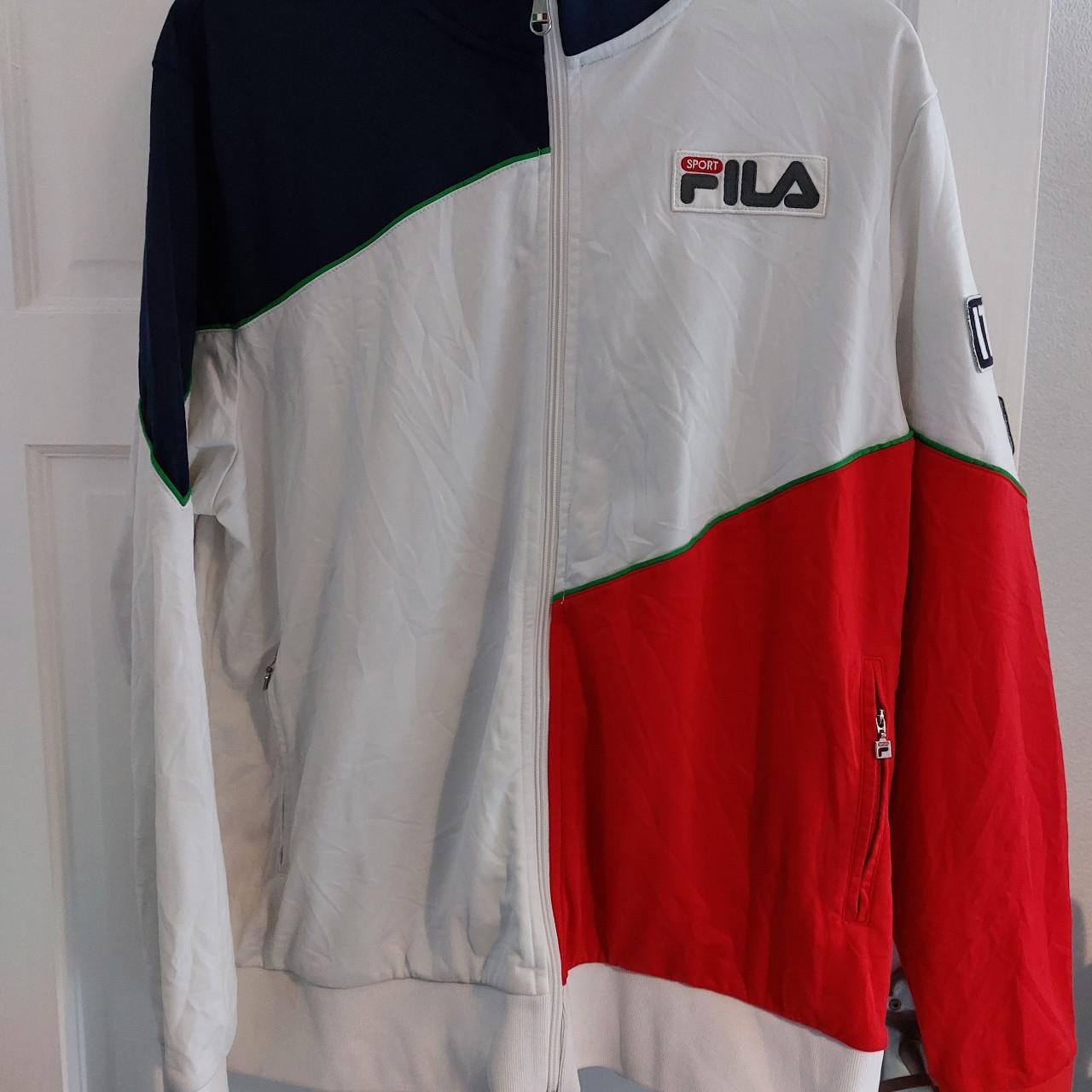 Fila Men's White and Red Jacket | Depop