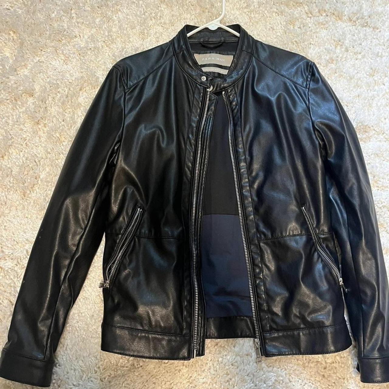 Zara Faux Leather Jacket Zara Faux Leather Biker Depop   P0 