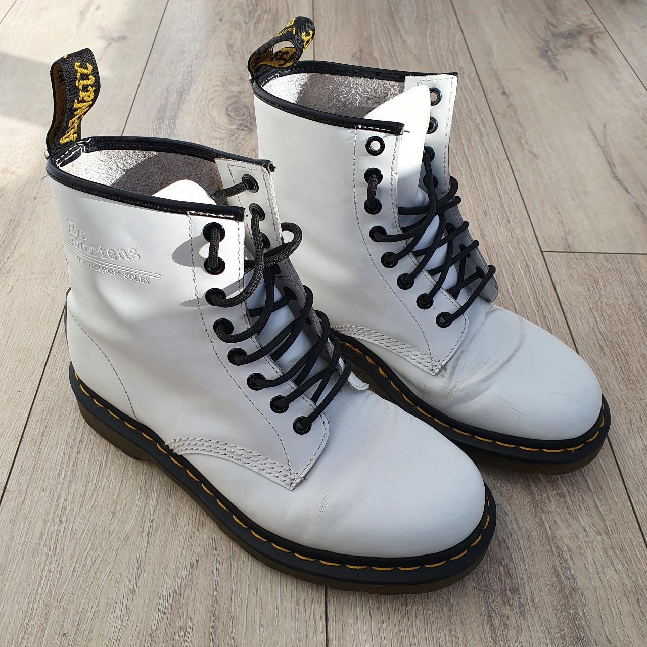 White Dr Marten boots UK size 6. Some signs of wear... - Depop