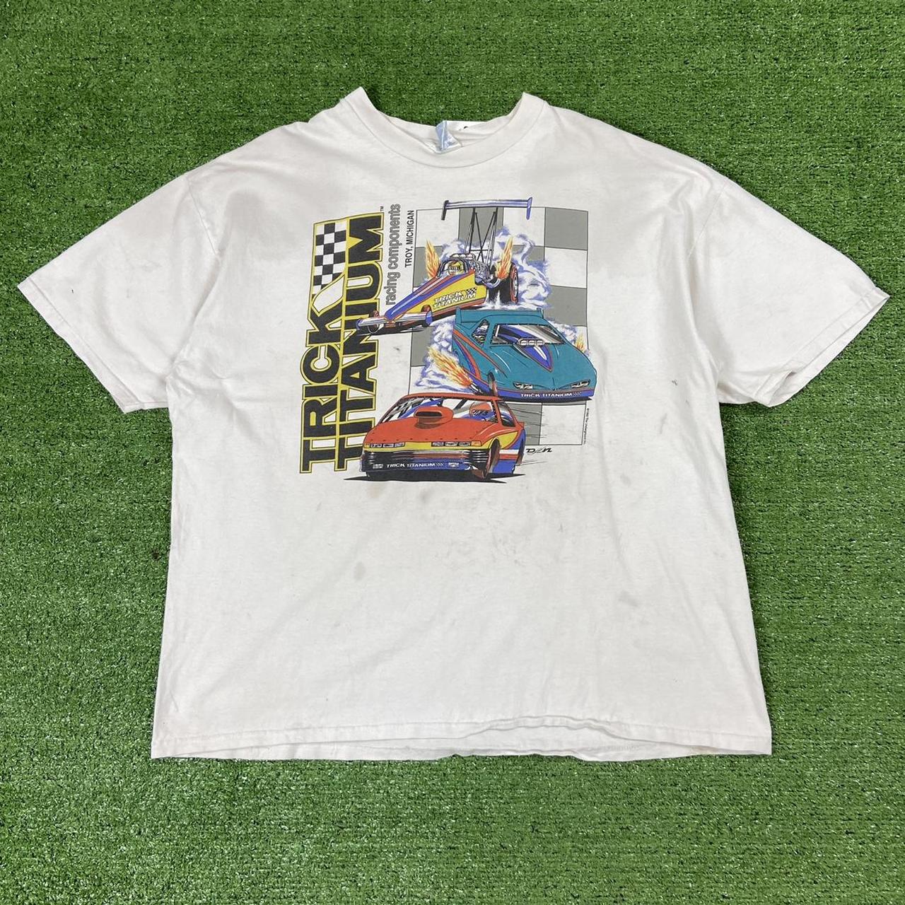 Vintage 90s Racing Graphic T-Shirt NASCAR type... - Depop