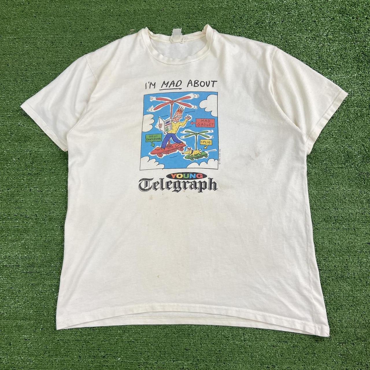 Vintage 90s Telegraph Graphic T-Shirt Copyrighted... - Depop