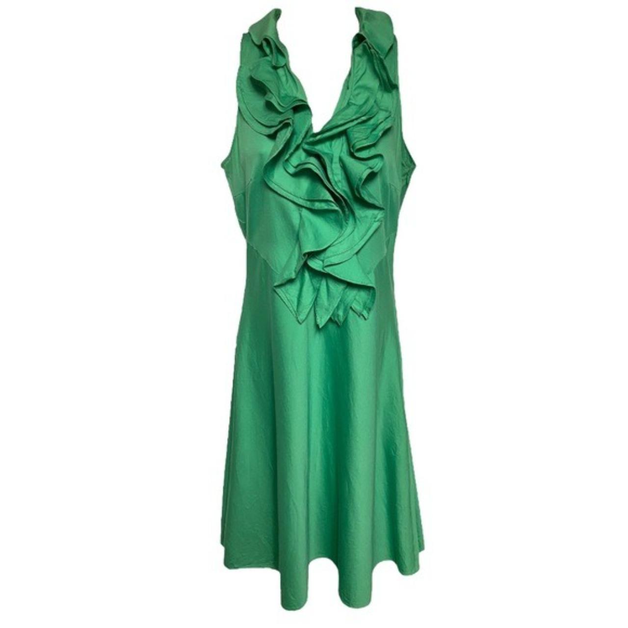 LAUREN Ralph Lauren Sleeveless Green Ruffled Dress... - Depop
