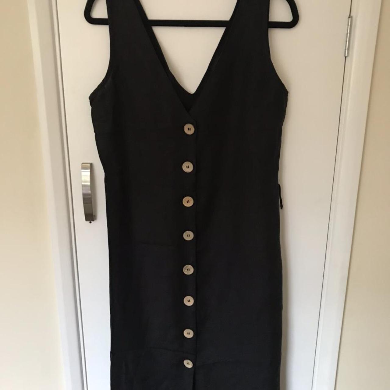 Black linen summer dress, size 14 River Island One... Depop