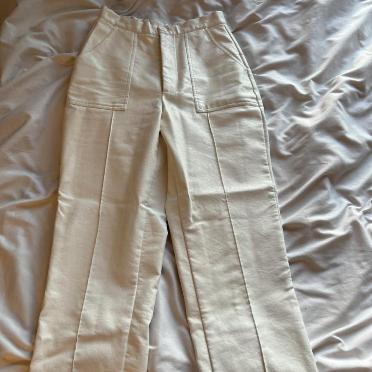 princess polly cream leather pants. size 2/xs. i’m... - Depop