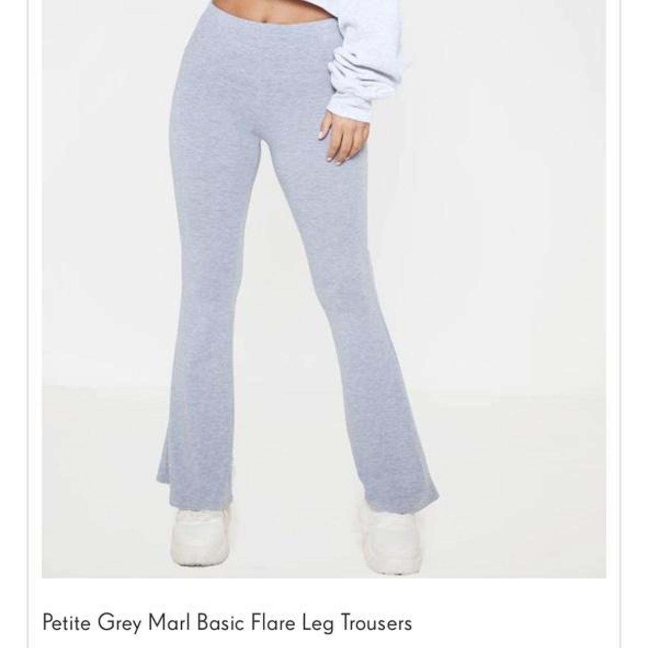 Petite Grey Marl Basic Flare Leg Trousers