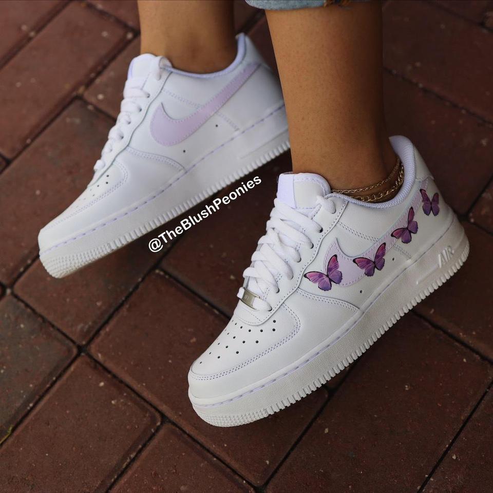 Custom Butterfly Air-Force 1's 👟🦋 Message for any - Depop