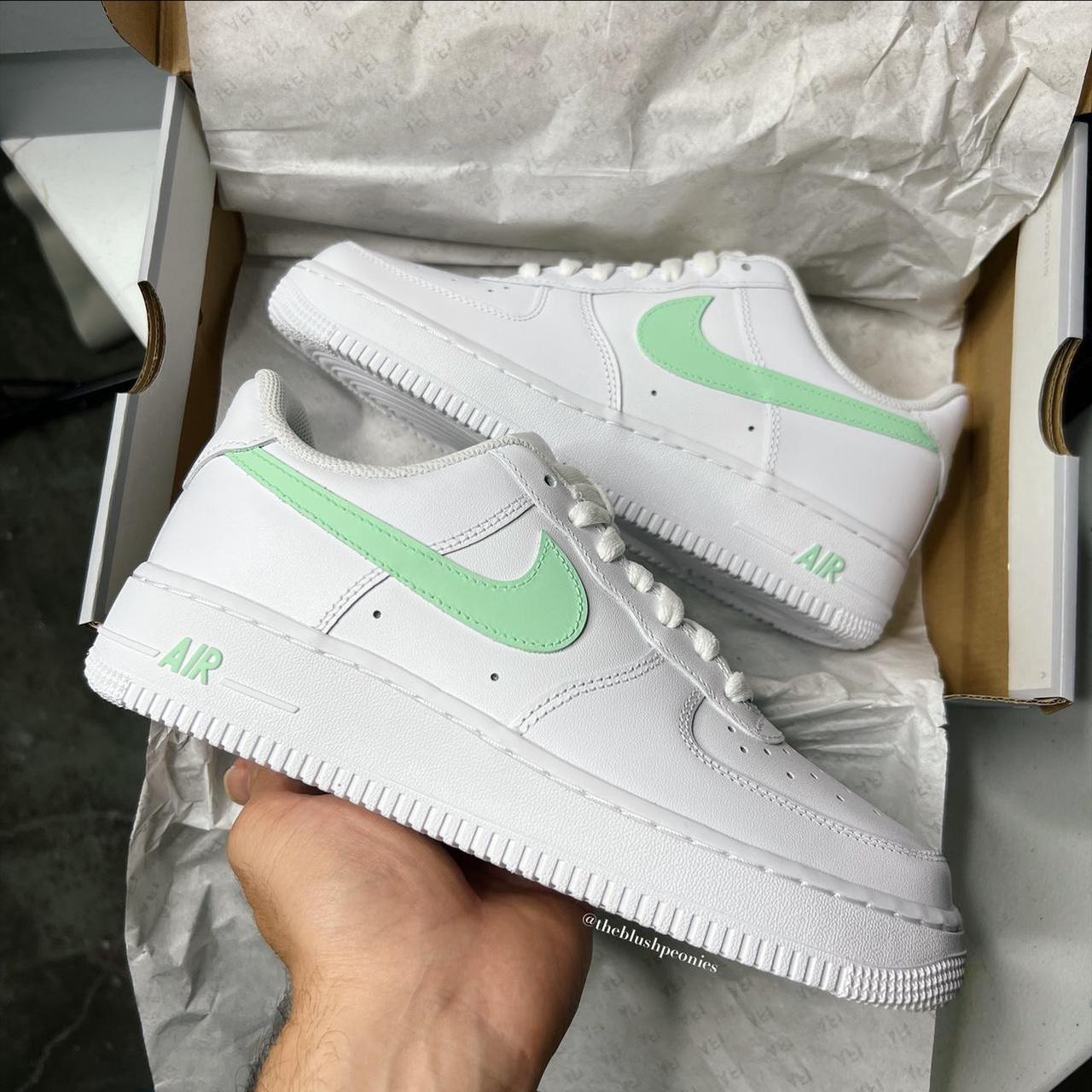 Nike Air Force 1 - all white Custom painted cow - Depop