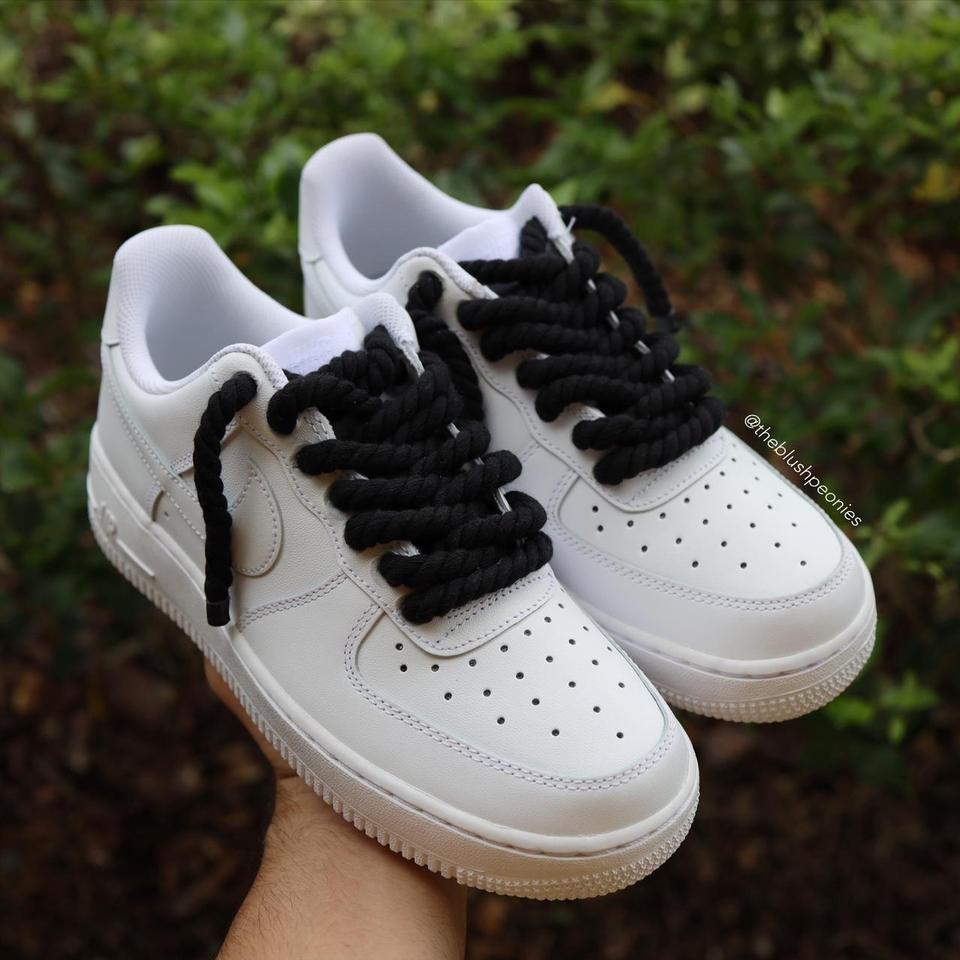 womens black nike shoe white lace - GmarShops - Nike Air Force 1
