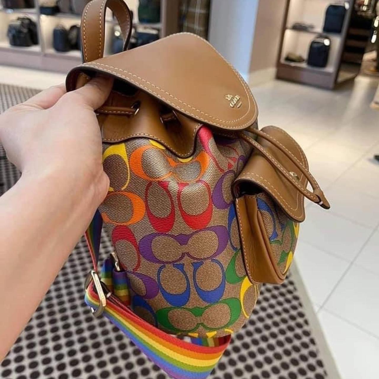 🎀Coach Pennie Backpack 22 In Rainbow Signature - Depop