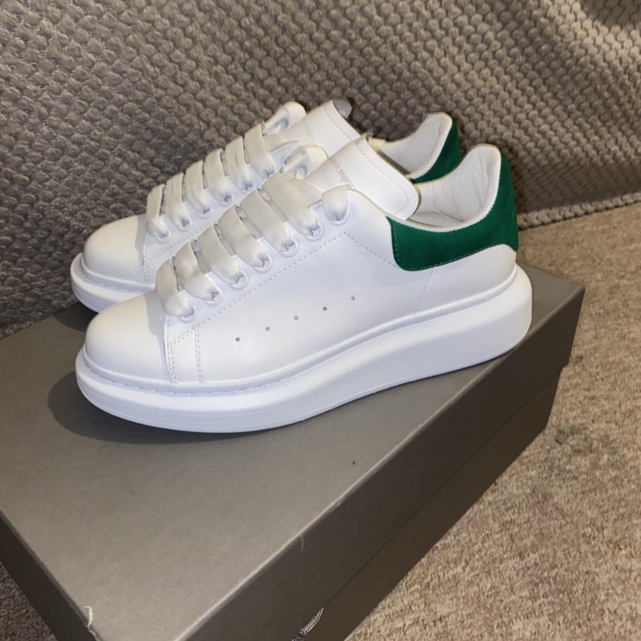 Alexander McQueen Women's White and Green Trainers | Depop