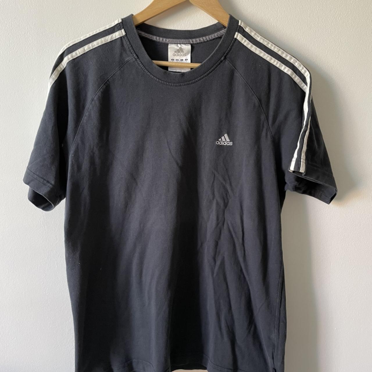 Adidas Men's Navy and White T-shirt | Depop