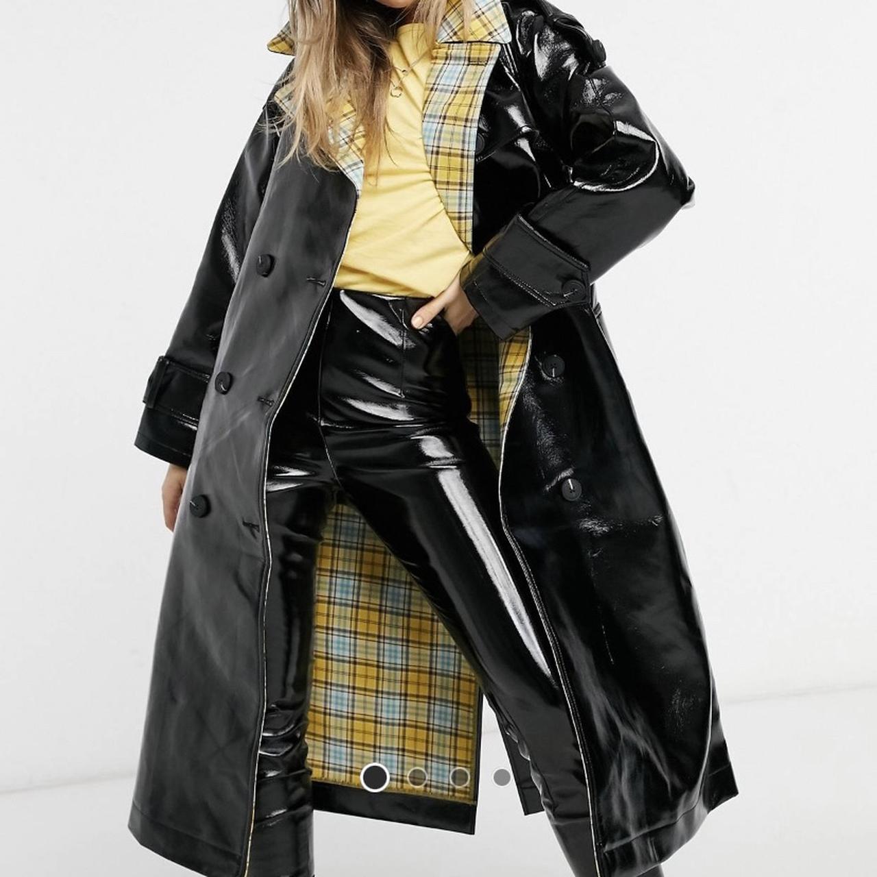 Asos vinyl trench coat Size 6 Depop