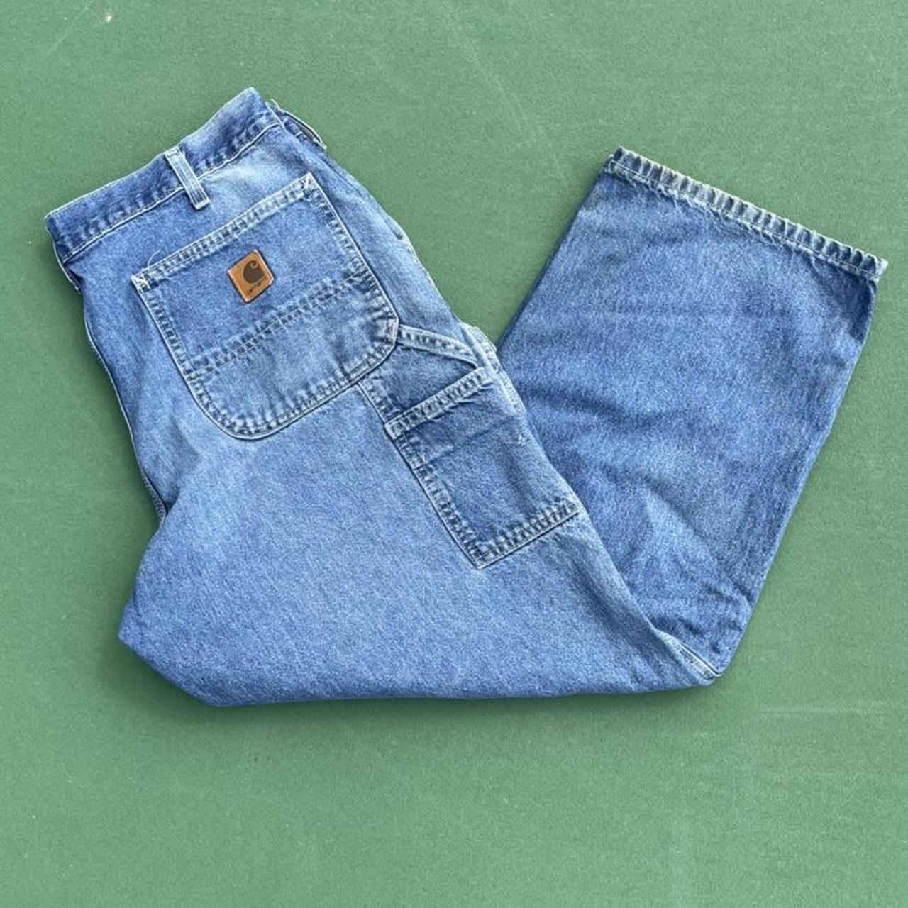 Vintage Carhartt Carpenter Blue Wash Jeans... - Depop