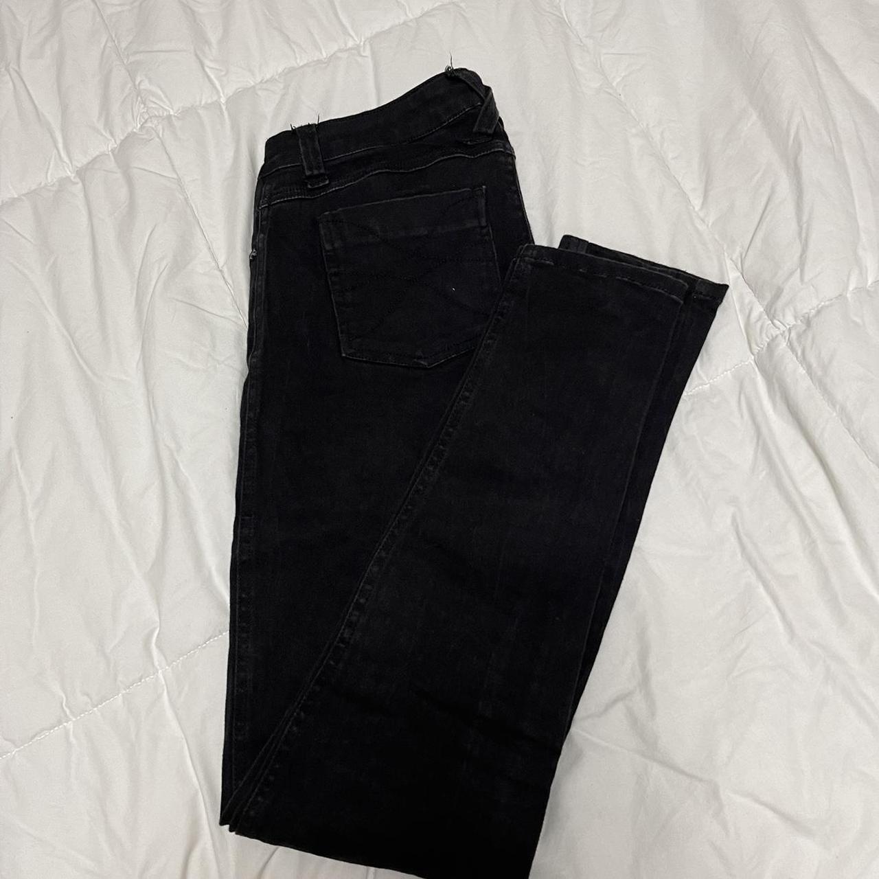 Royal Bones low/mid rise black hole jeans size 7... - Depop