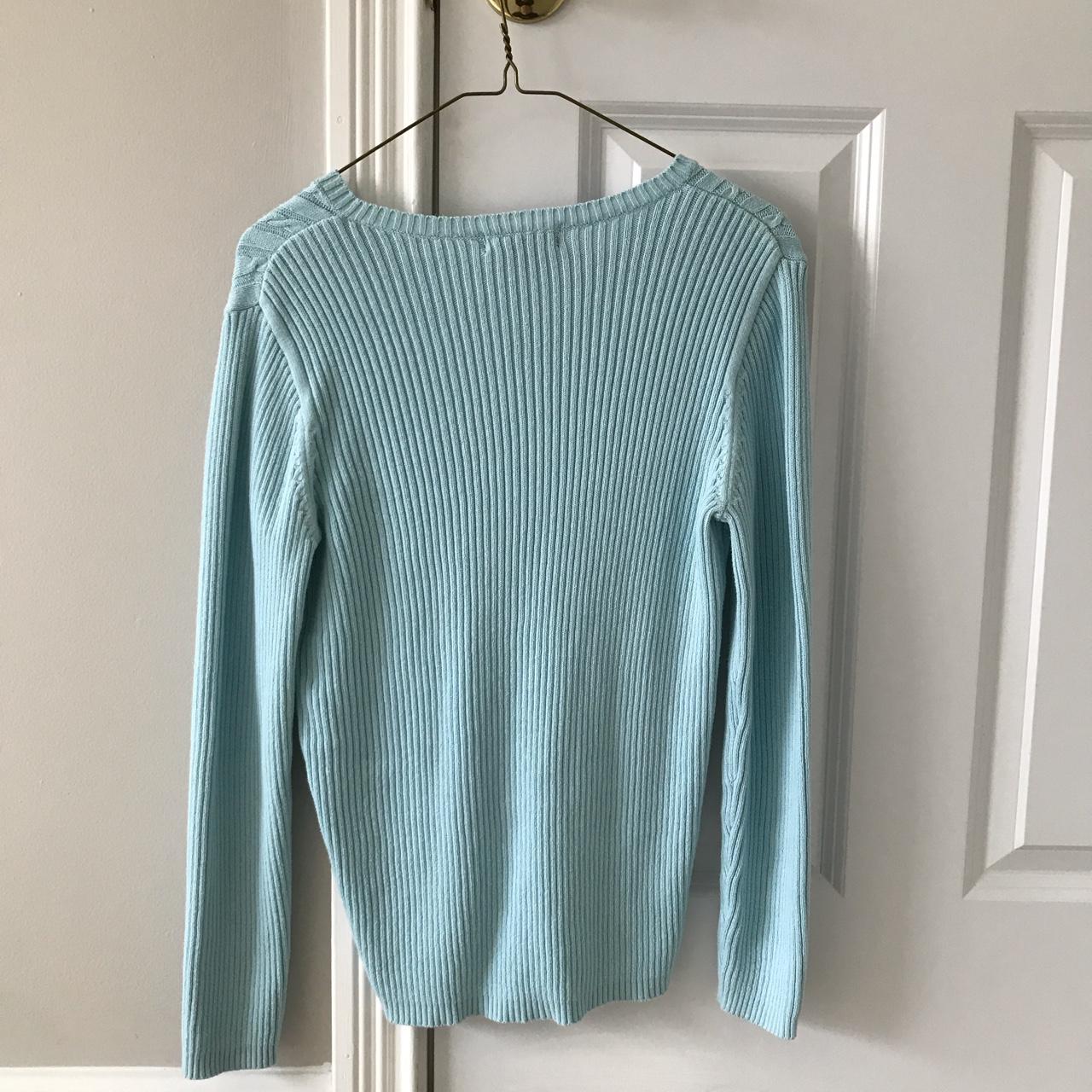Cute baby blue Vneck ribbed sweater. A great buy,... Depop