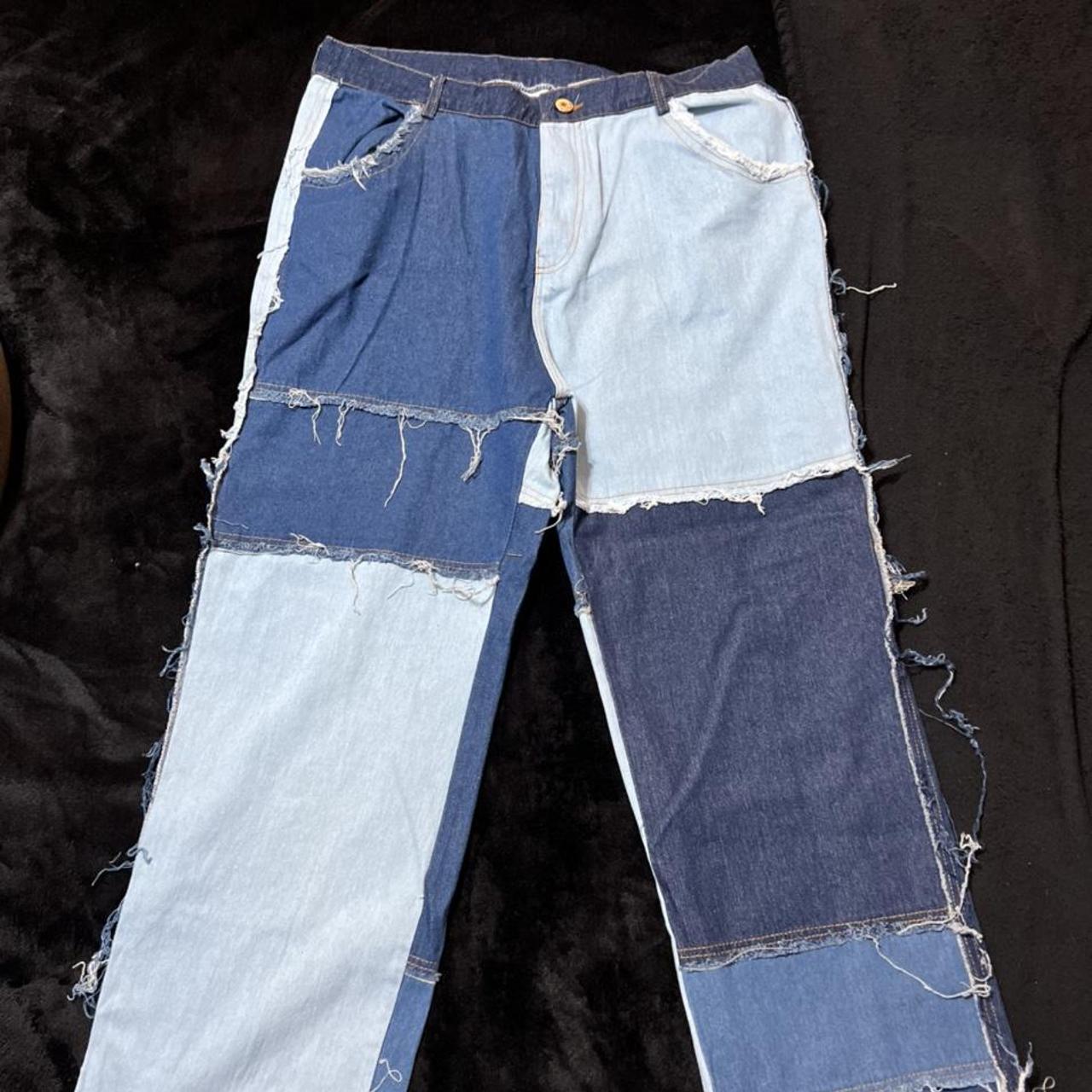 Multiple Denim Patch Pants - Depop