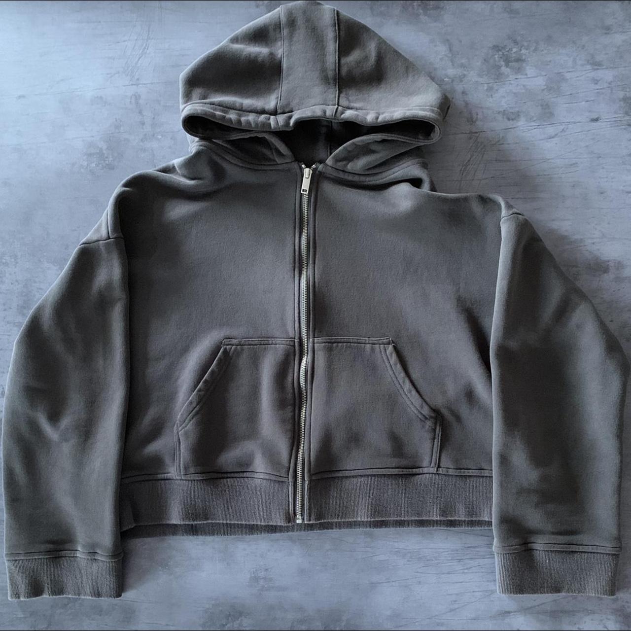 Ruben Kone Charcoal zip up hoodie cropped boxy... - Depop
