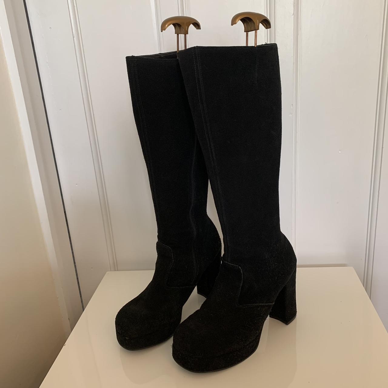 Black platform suede knee Vintage 60s 70s
