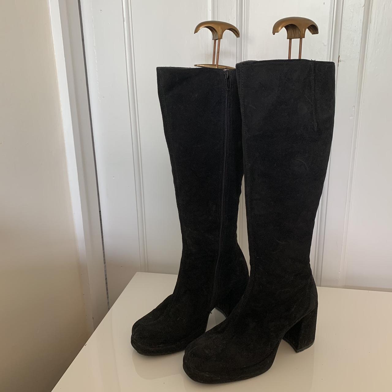 Vintage platform black 90s suede dolcis knee