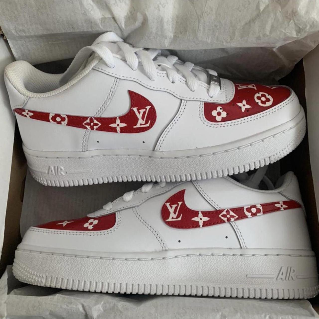 Custom made louis vuitton Air Forces size 4.5Y 6W - Depop